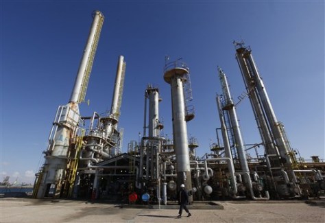 oil libya libyan production refinery ap brega complex war renewed protests spotlight energy chaos worker walks inside mena amid down